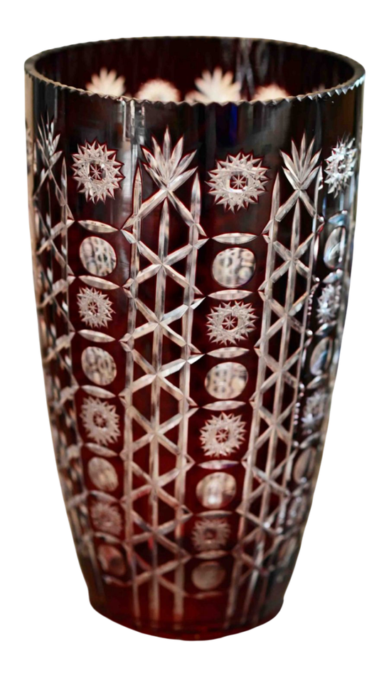 Unknown decorative glassware Red with clear etchings