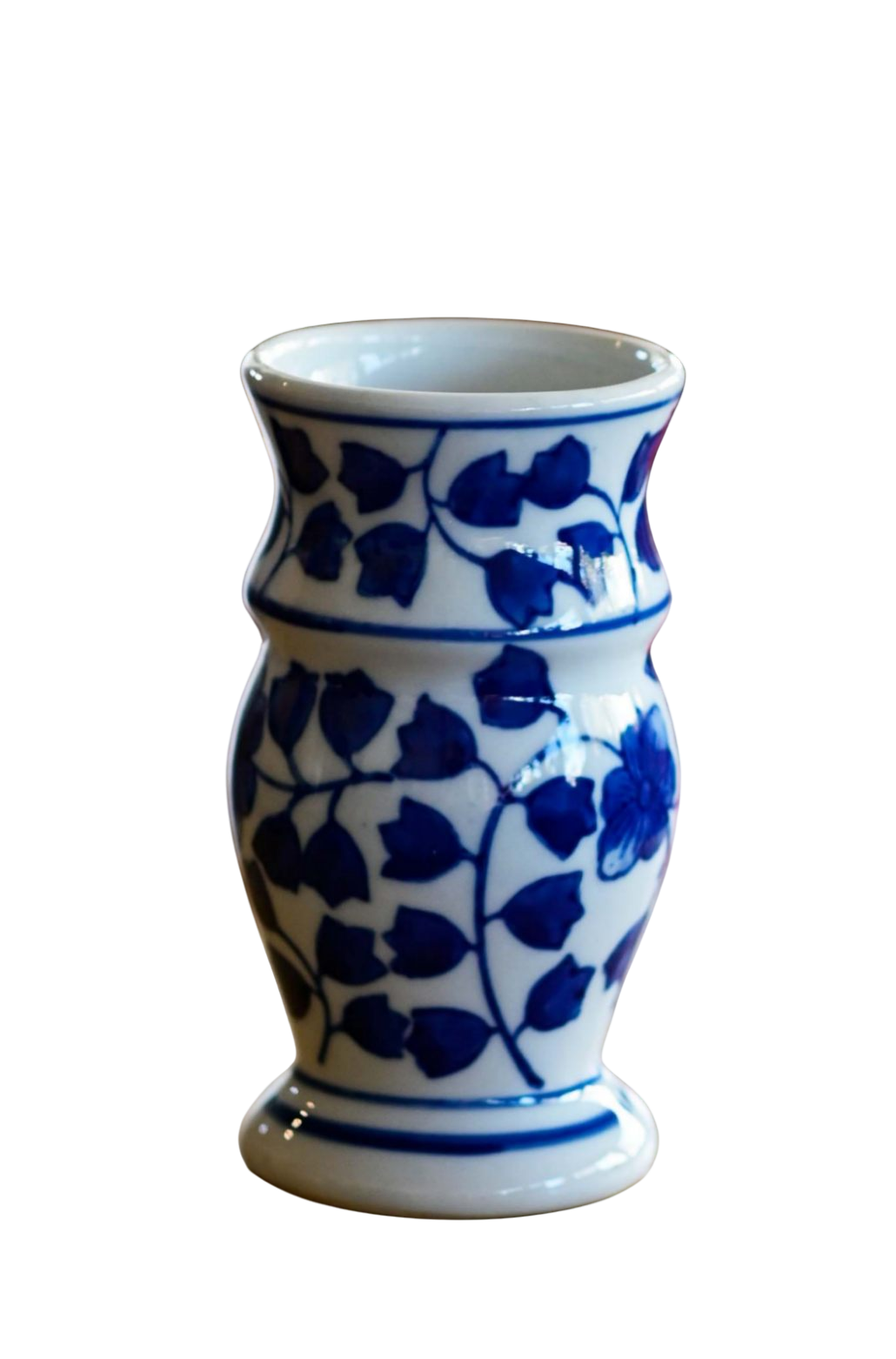 Painted ceramic vase blue and white