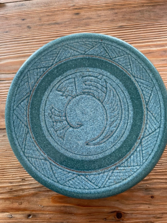Vintage Anthill Pottery Trivet Teal