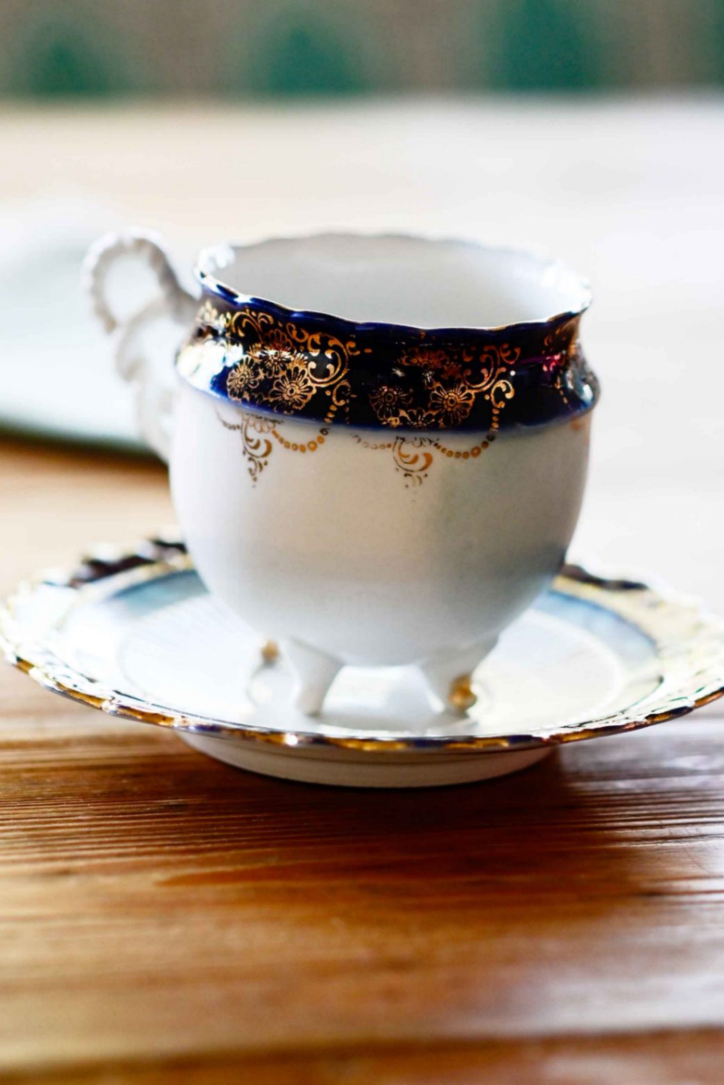Rare antique European footed teacup and saucer c. 1890