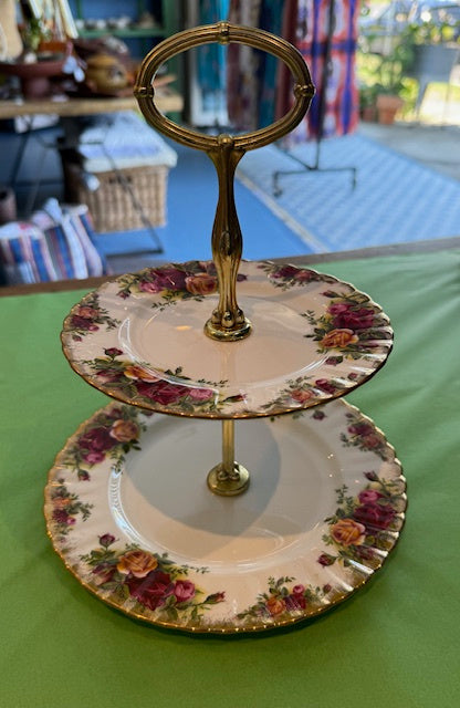 Royal Albert Decorative china-cake plate Cream with pink and orange floral patterns