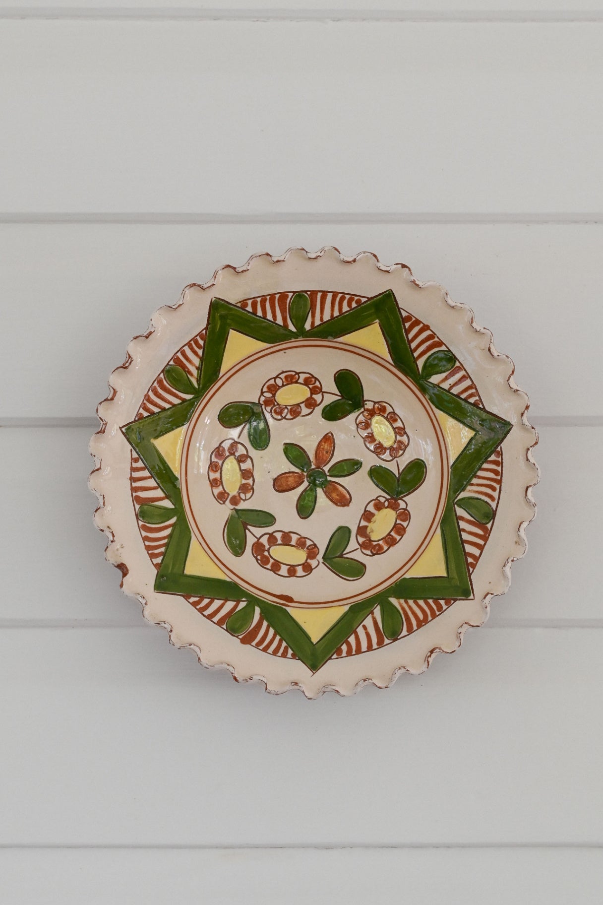 Romanian pottery hand painted dish #1