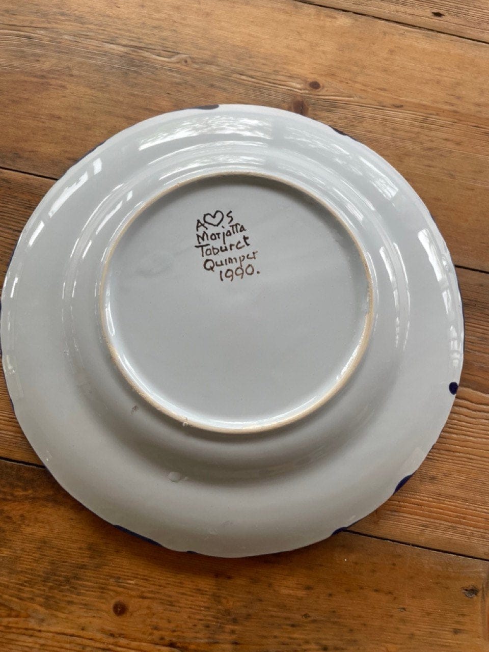 Plate by Marjatta Taburet. Handcrafted in Quimper 1990