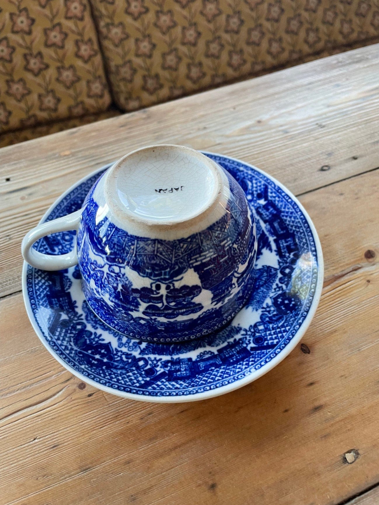 Willow Japan Tea cup and saucer Set of 3 As Is