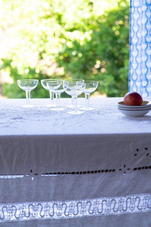 Vintage Set of 6 hollow stem coupe champagne glasses 