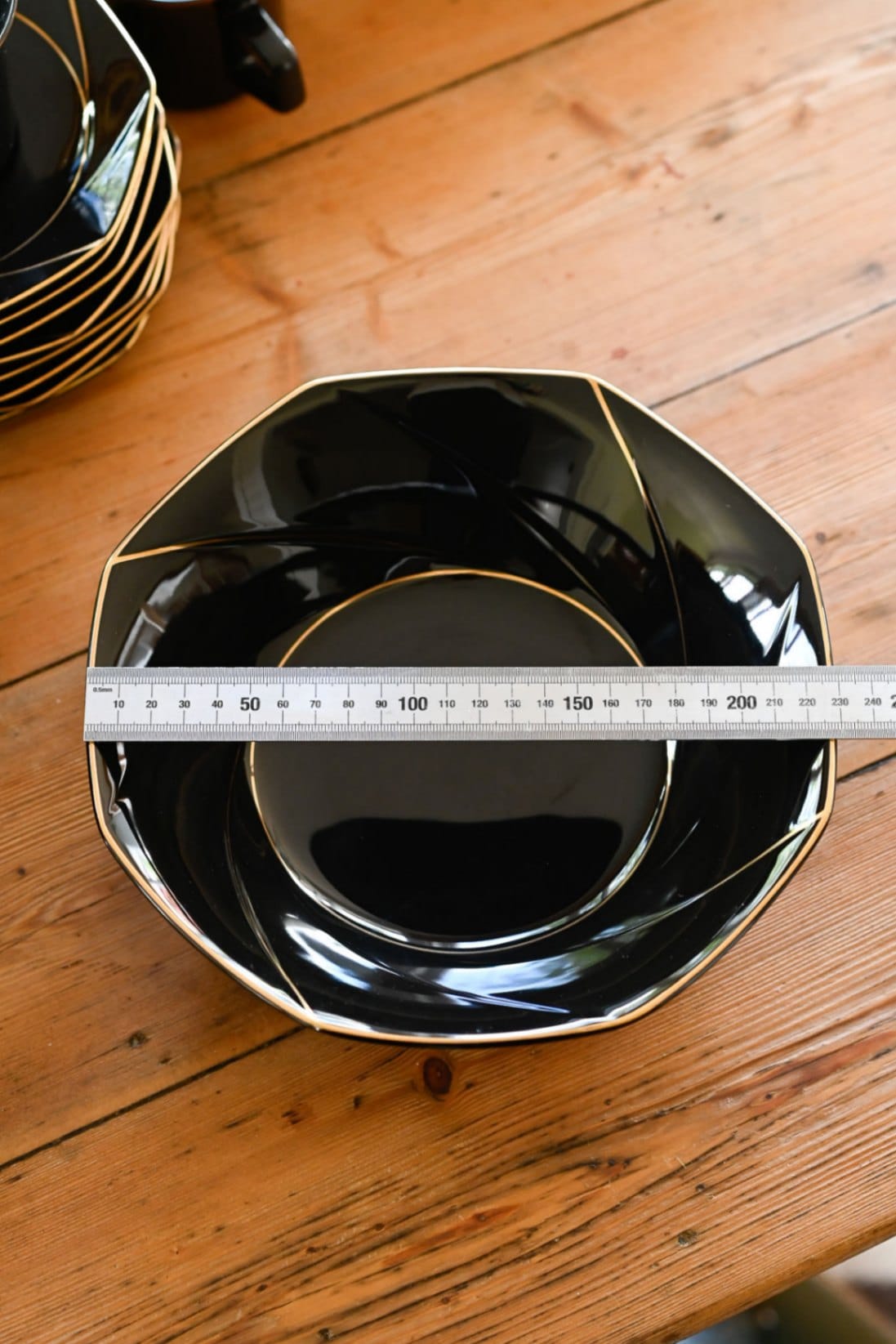 Gallery Collections by Ramanu Serving/Salad Bowl Black with gold trim