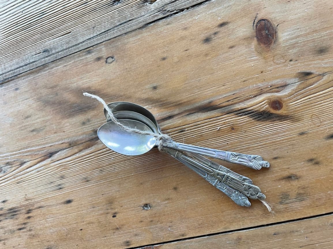 Vintage Apostle or Monk silver plate spoon set 