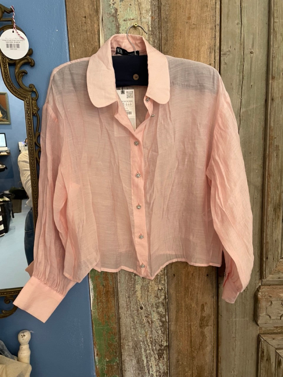 Zara pink Blouse with diamante buttons Unknown Pink