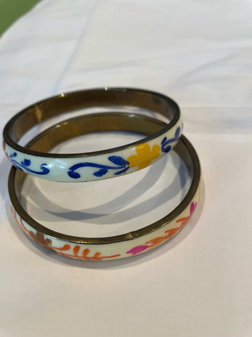 Vintage enamel and brass bracelets set of 2 One Size Multicolor