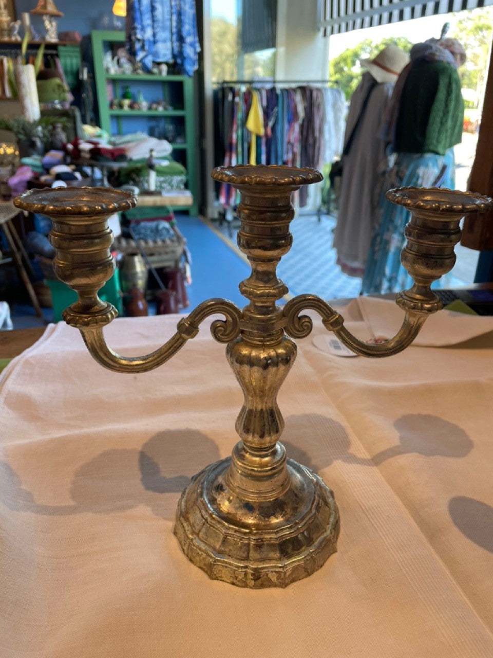 Vintage silver plate 3 armed candelabra
