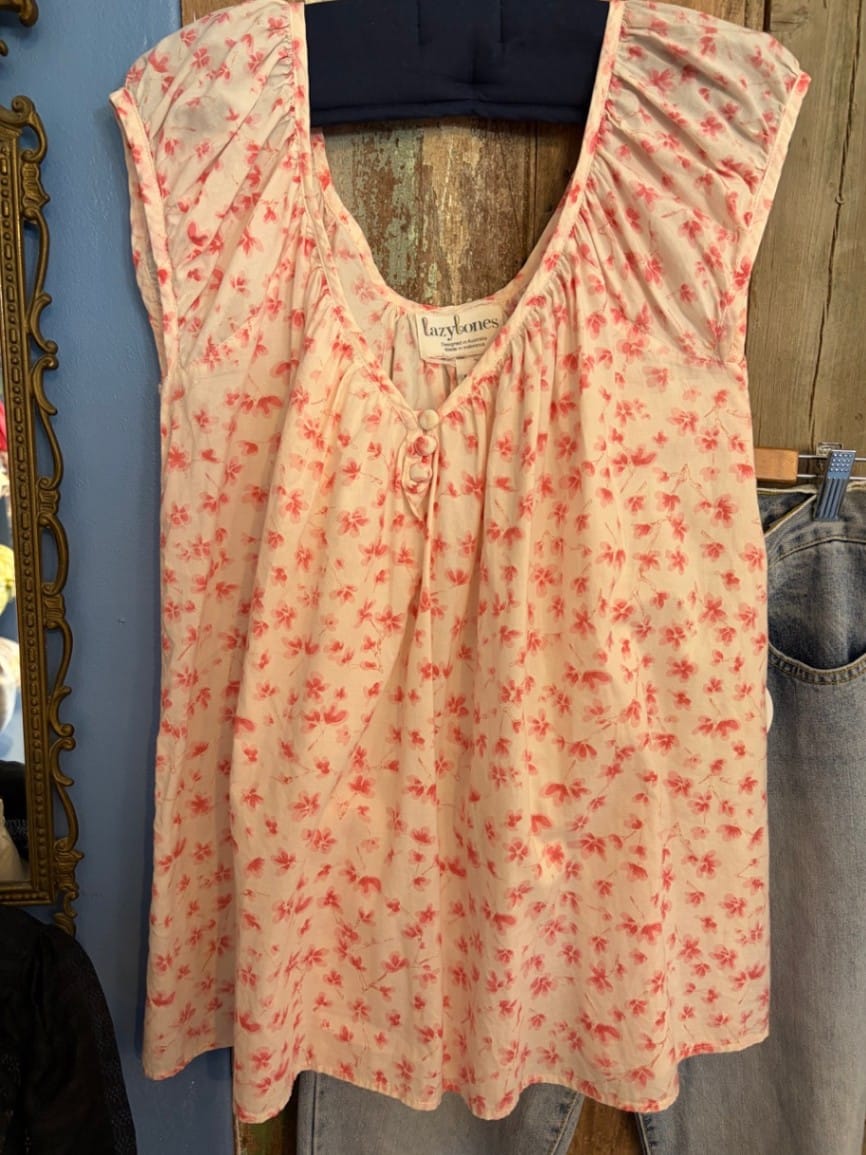 Lazybones Rosita Top Cream and Pink