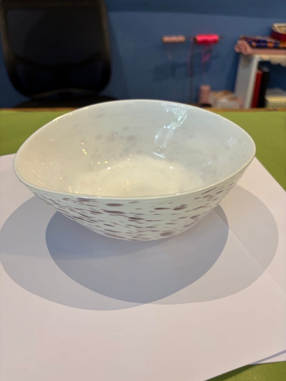 handmade spotty glass serving bowl