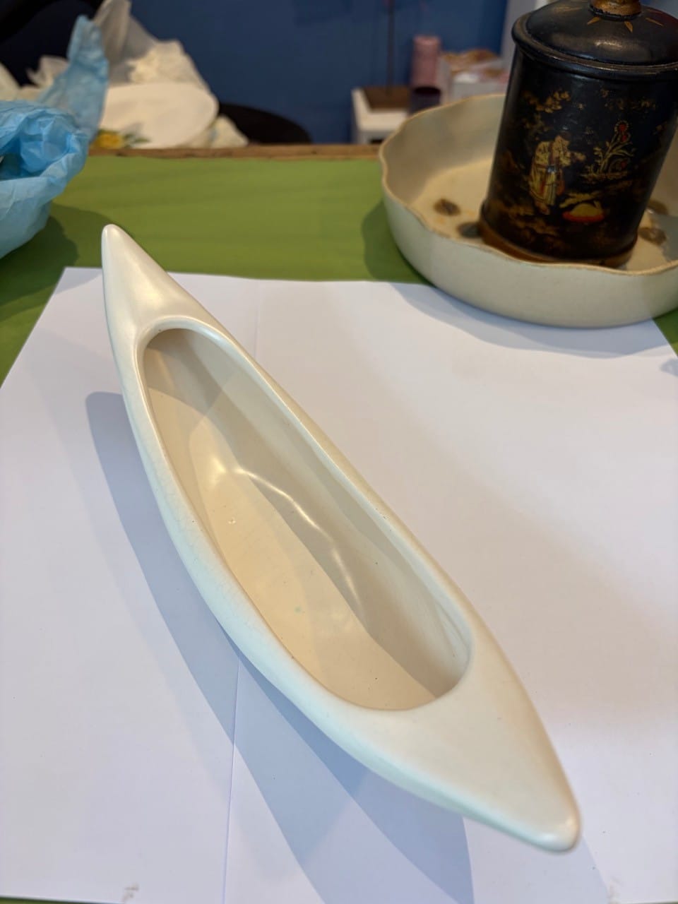 Vintage Raynham pottery trough vase white