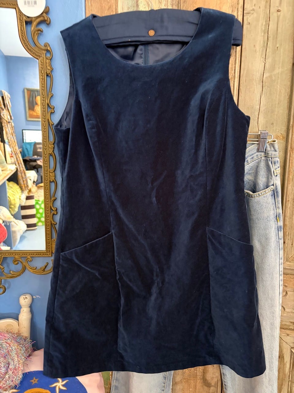 Princess Highway velvet dress navy blue