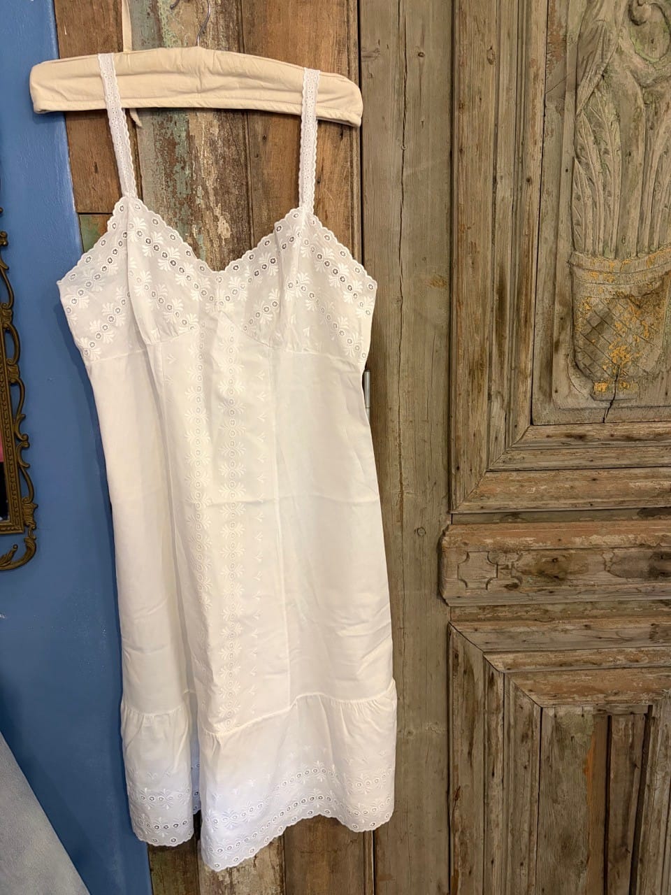 vintage white embroidered cotton petticoat