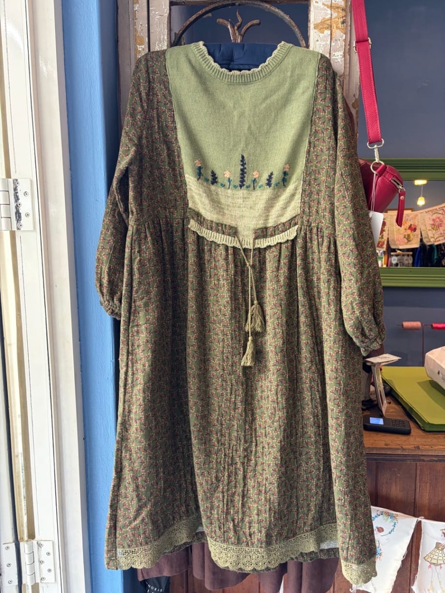 Vintage floral with knit bodice Dress 