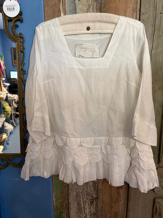 Pure Design white cotton scalloped Blouse