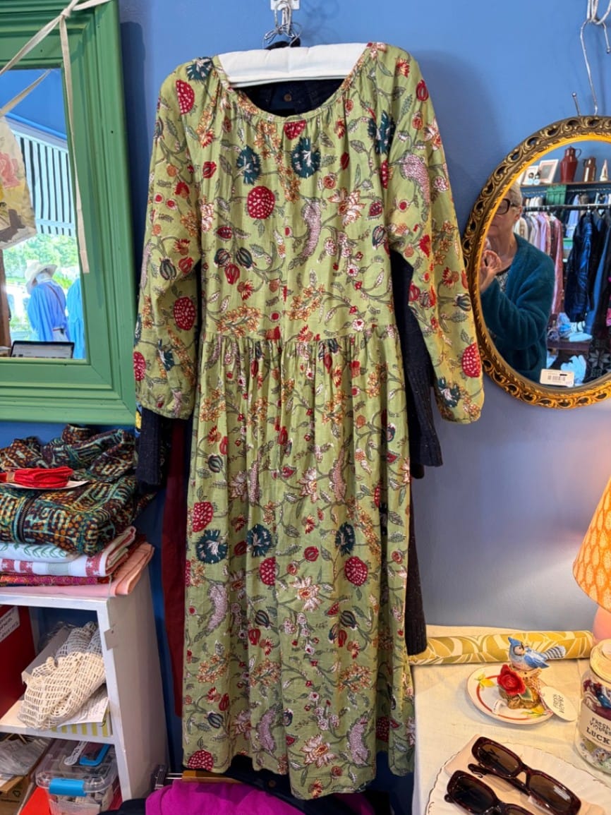 Handmade green paisley dress as is