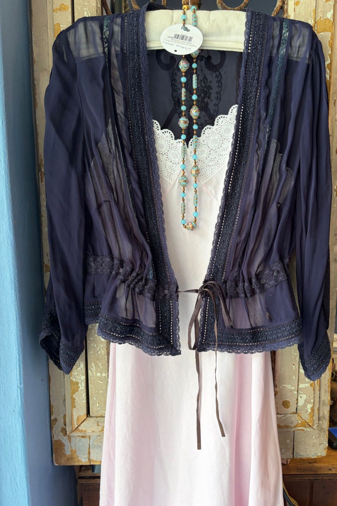 Monsoon light navy jacket with lace
