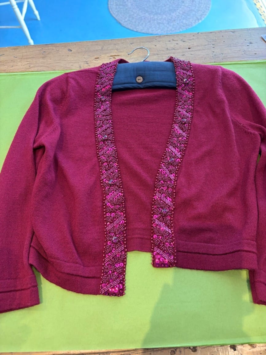 Alannah Hill burgundy wool cardigan