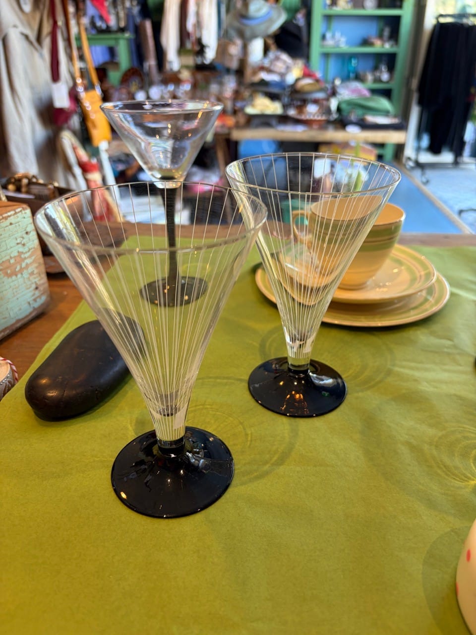 vintage German striped fluted glasses set of 2