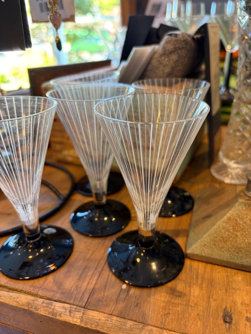 vintage German striped small glasses set of 6
