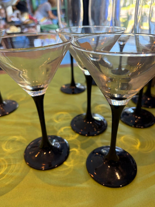 Luminarc black stemmed cocktail glasses longer stem set of 3 Clear and black