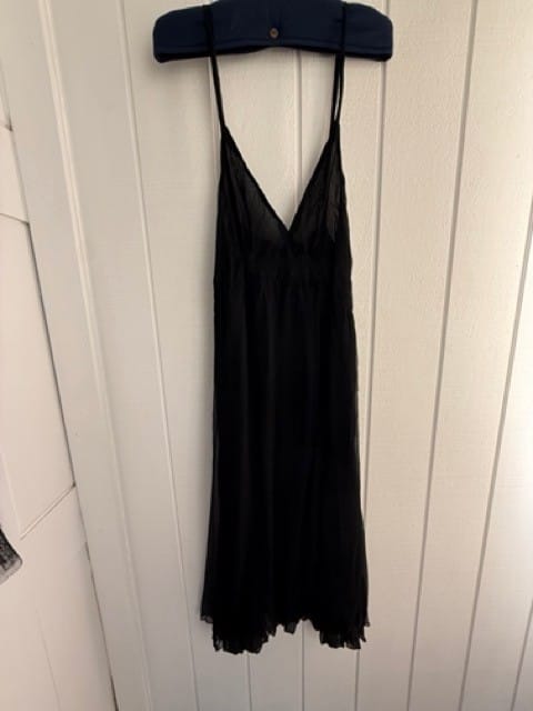 Black crushed silk dress