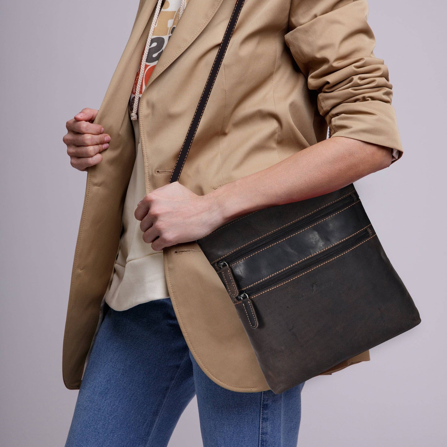 Leather Crossbody Purse - Brown