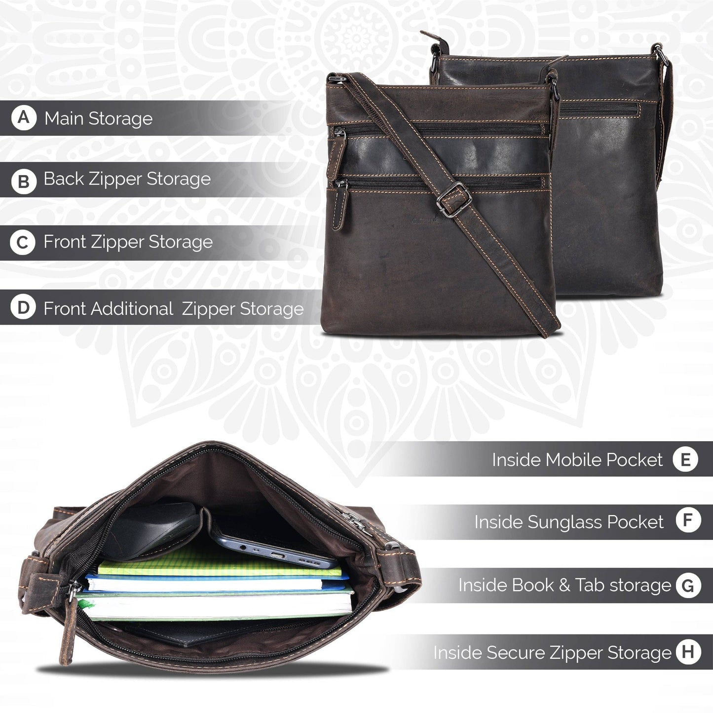 Leather Crossbody Purse - Brown