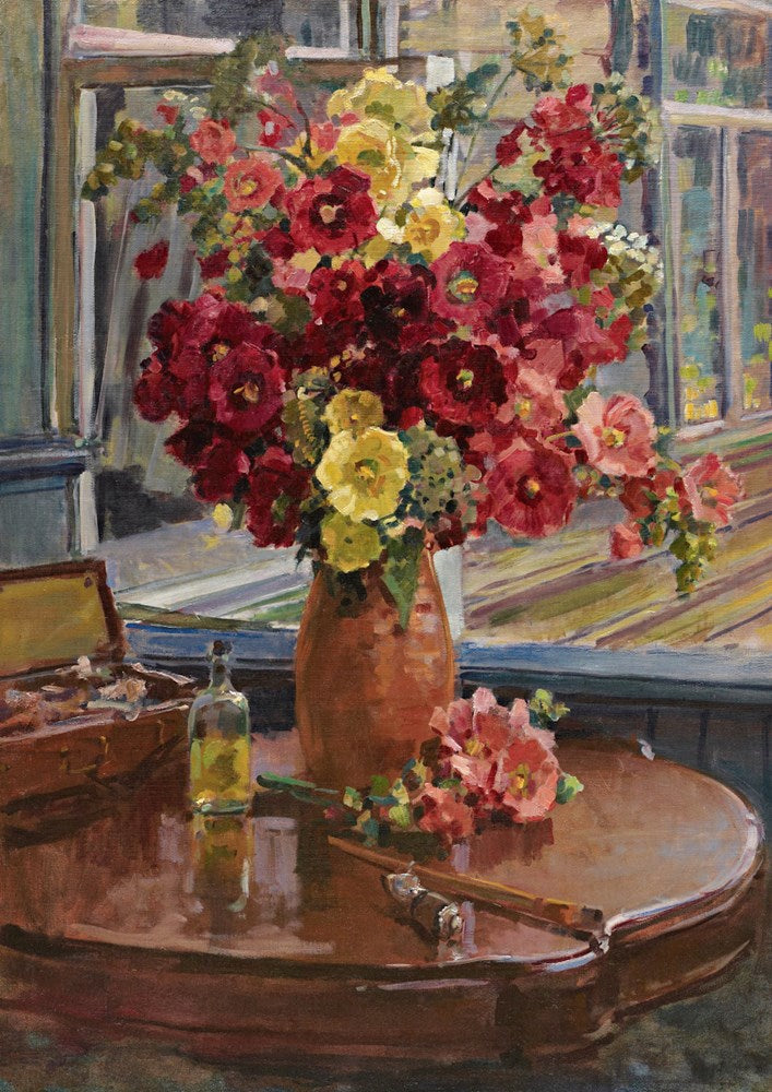 Art Print Hollyhocks