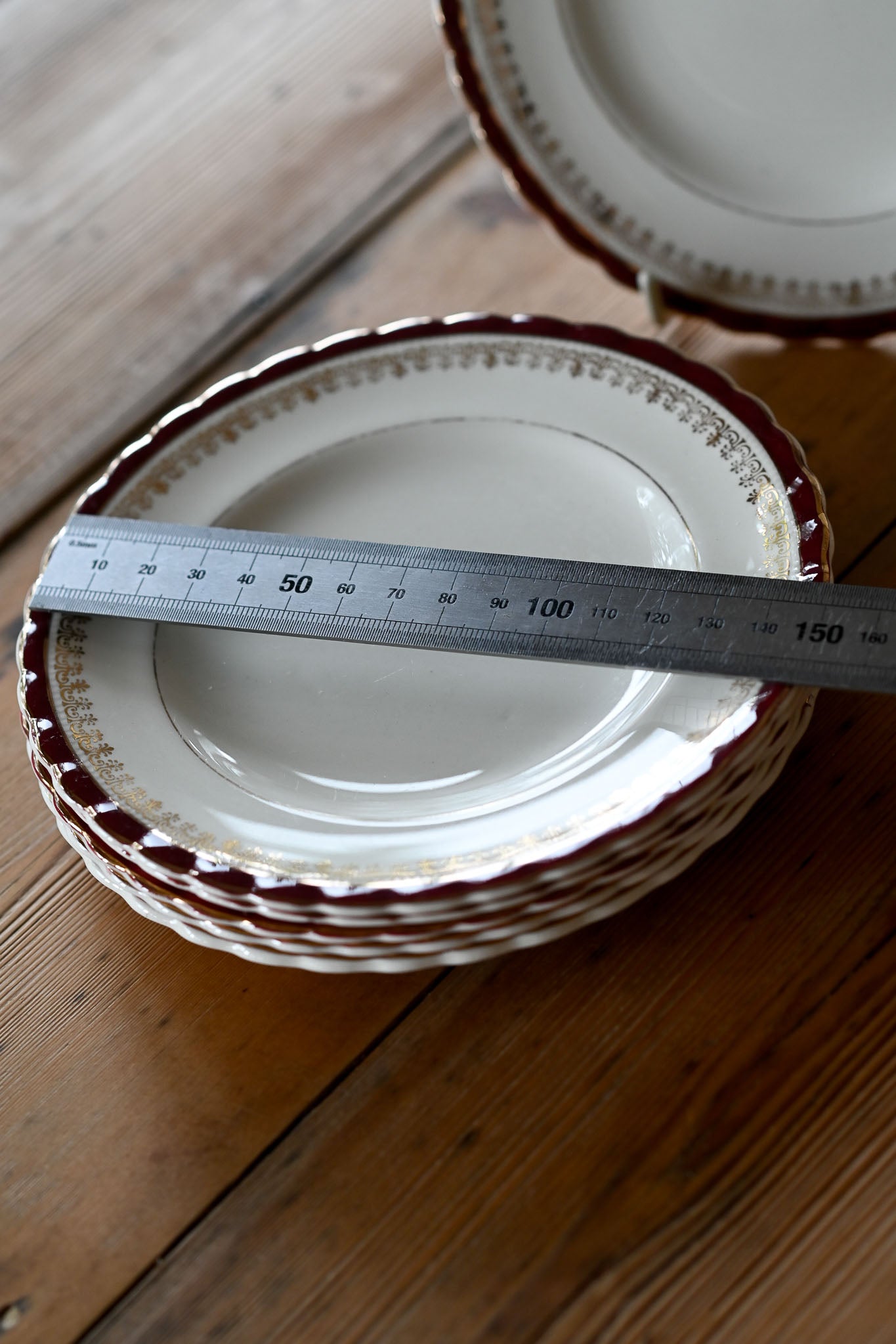 Meakin England SOL burgundy gold side plates set of 6