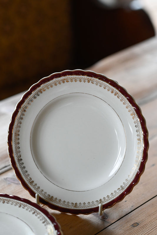 Meakin England SOL burgundy gold side plates set of 6