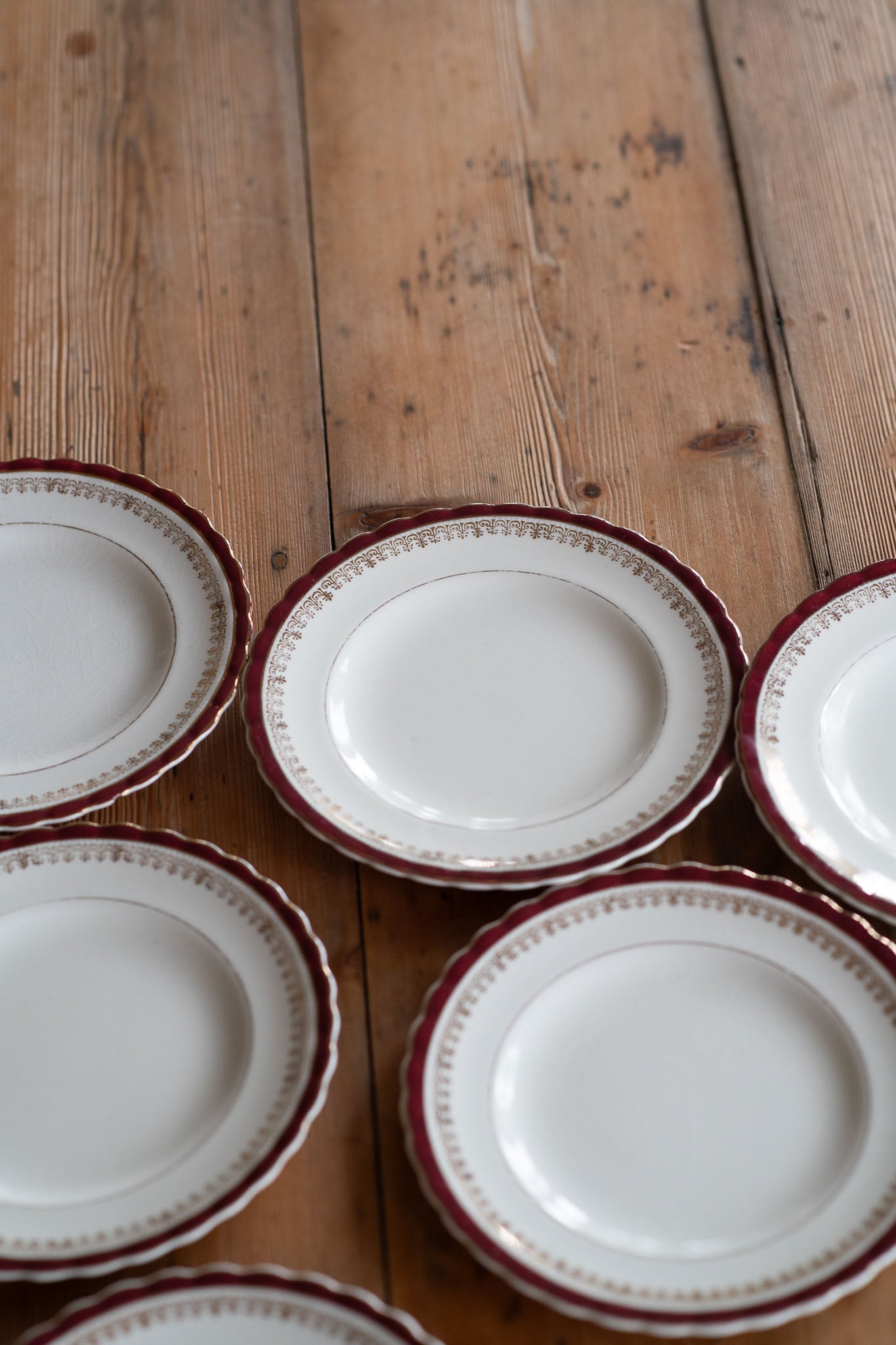 Meakin England SOL burgundy gold side plates set of 6