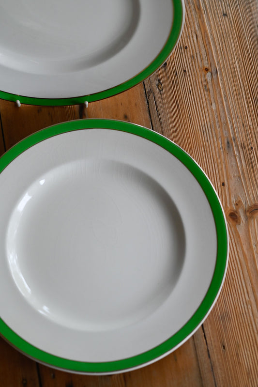 Vintage Meakin green edge dinner plates set of 3