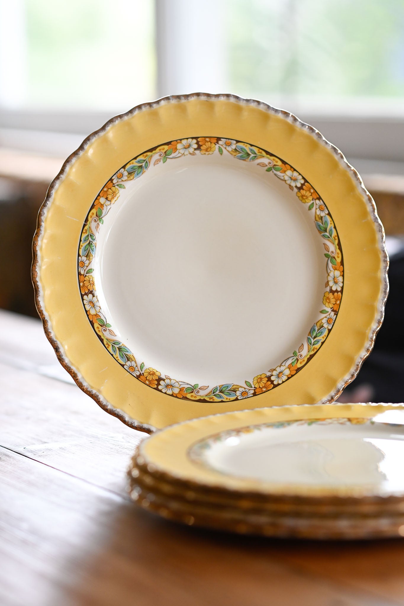 Antique Grindley Norden Yellow floral dinner set - rare set