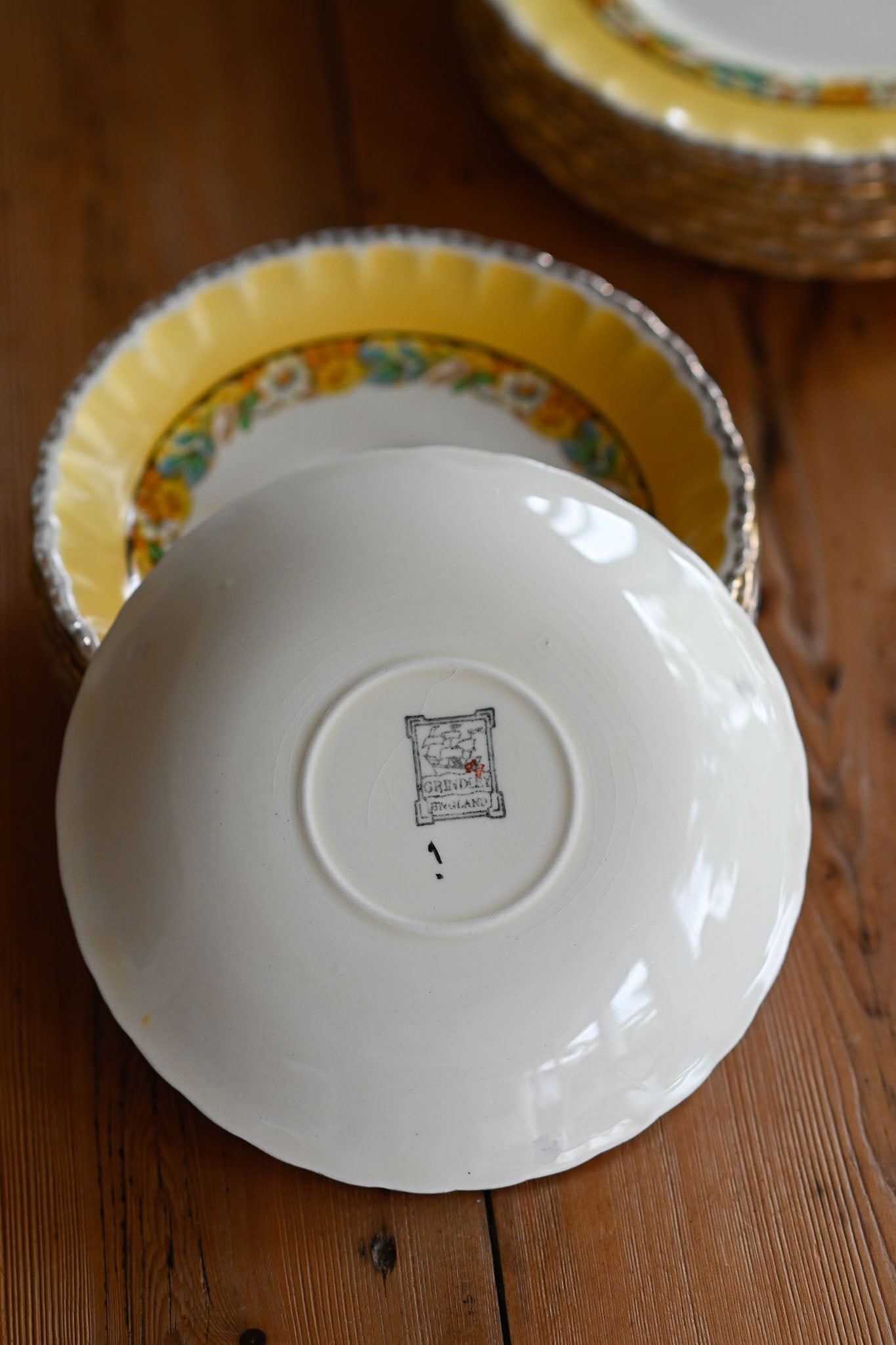 Antique Grindley Norden Yellow floral dinner set - rare set