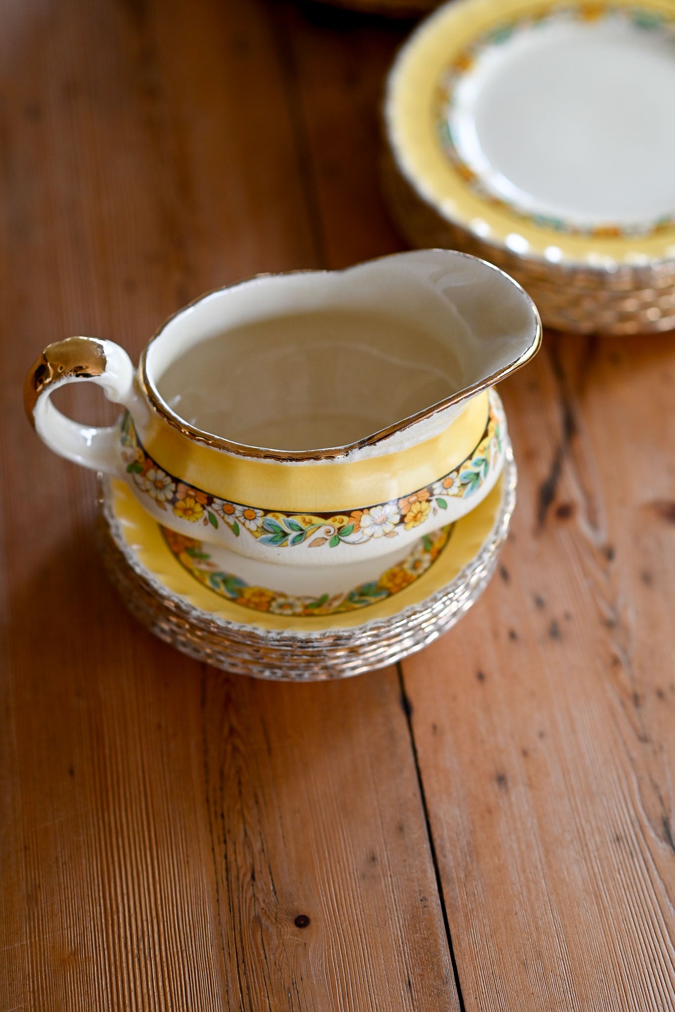 Antique Grindley Norden Yellow floral dinner set - rare set