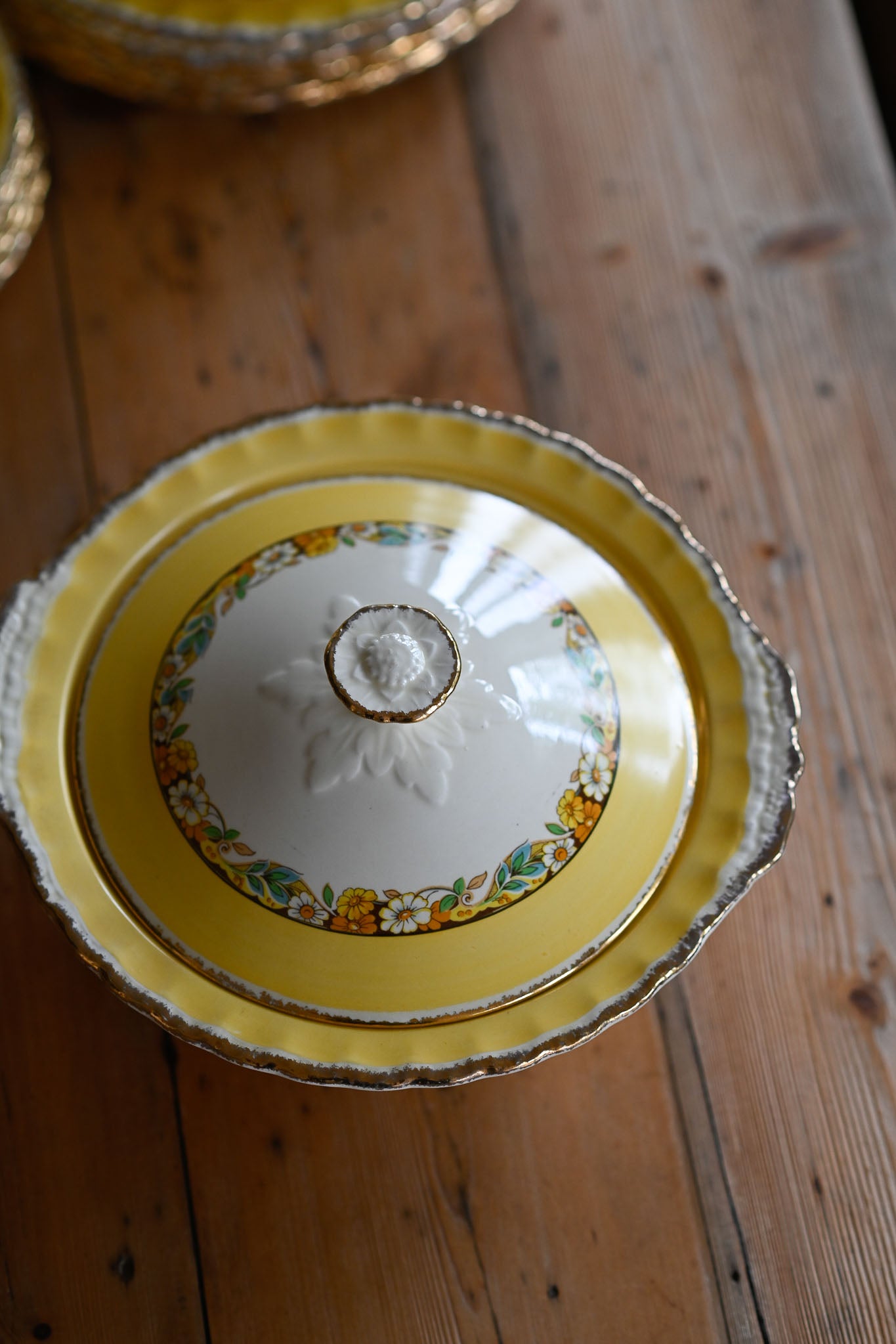 Antique Grindley Norden Yellow floral dinner set - rare set