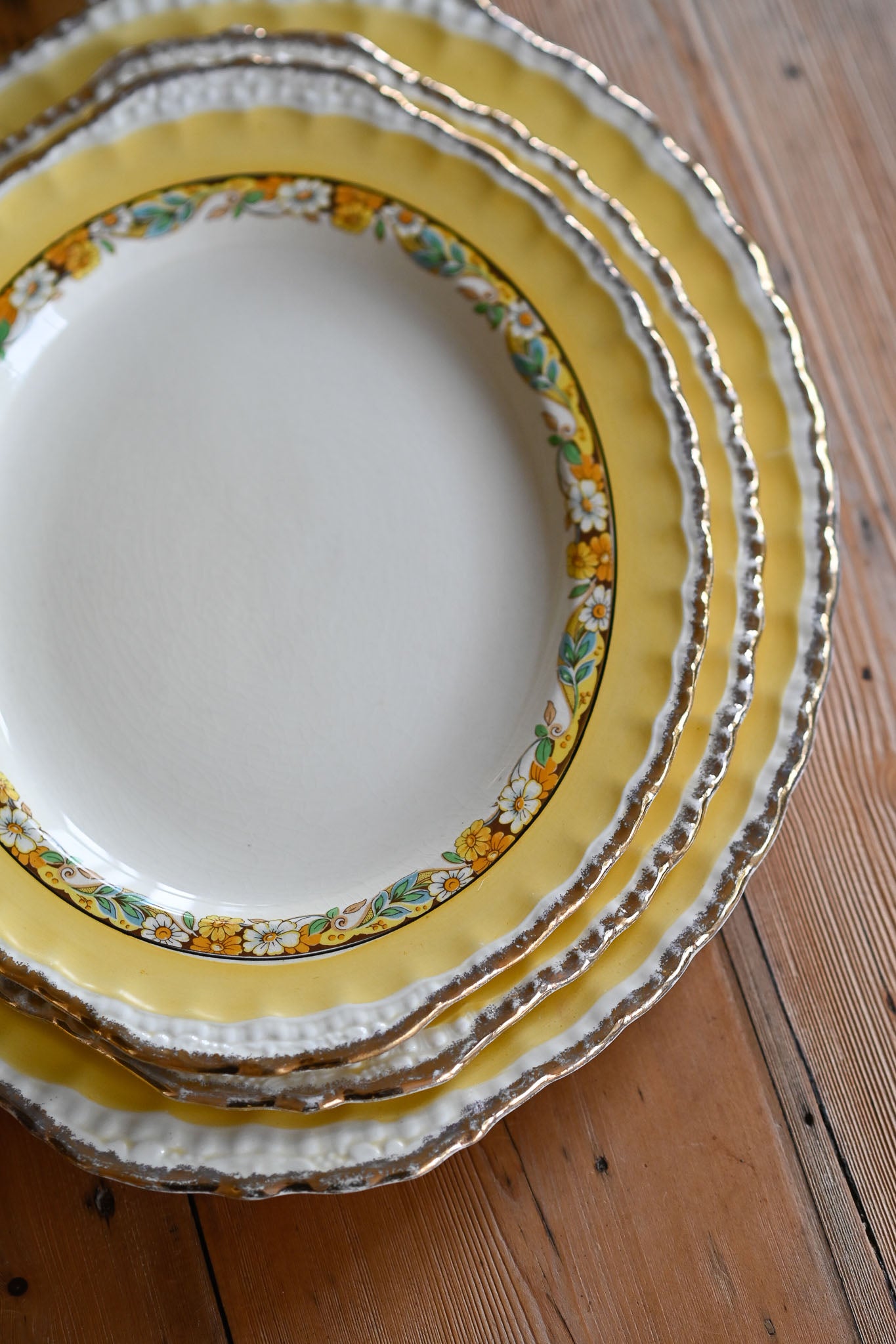 Antique Grindley Norden Yellow floral dinner set - rare set