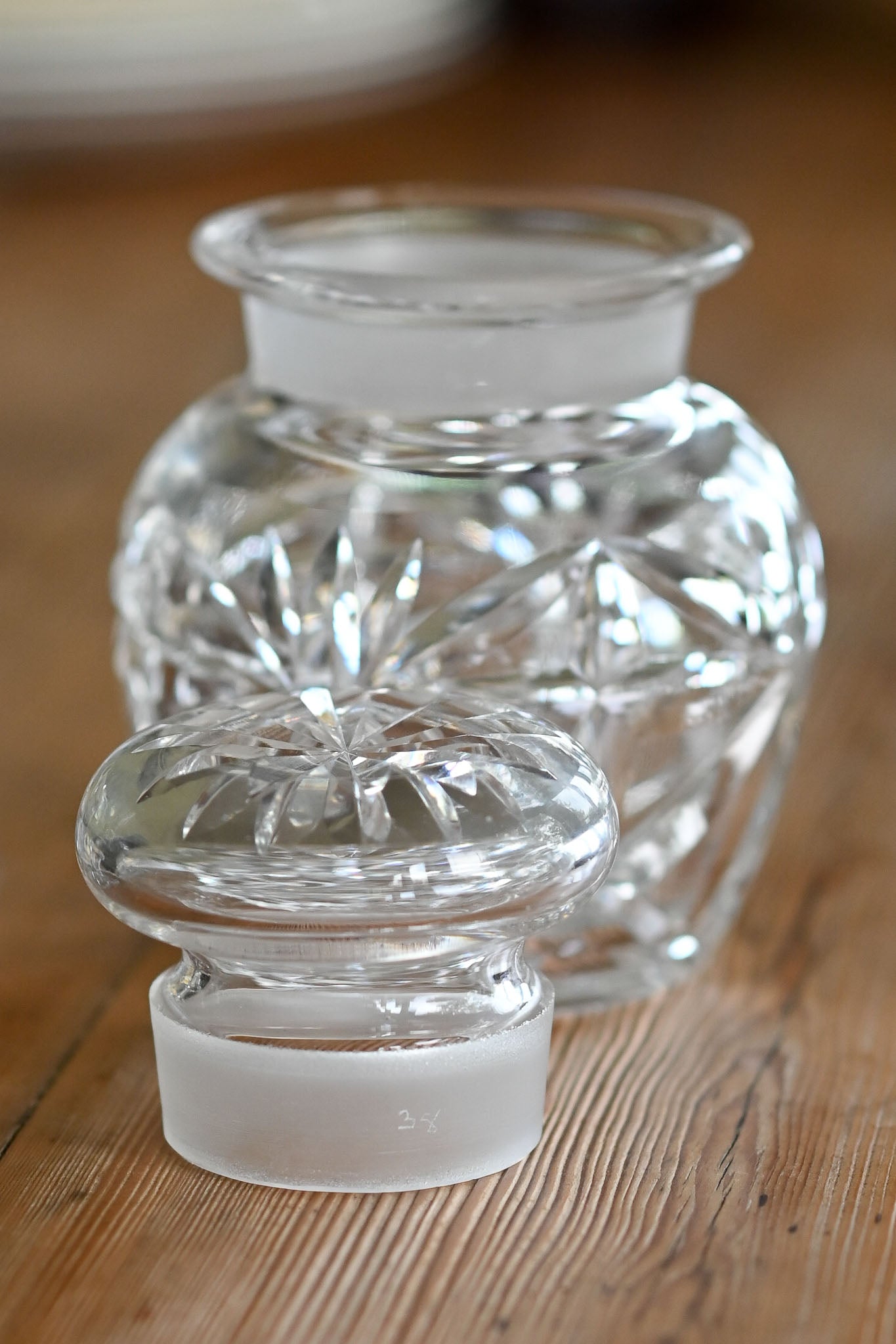 Vintage 30s 40s hand cut crystal pickle jar