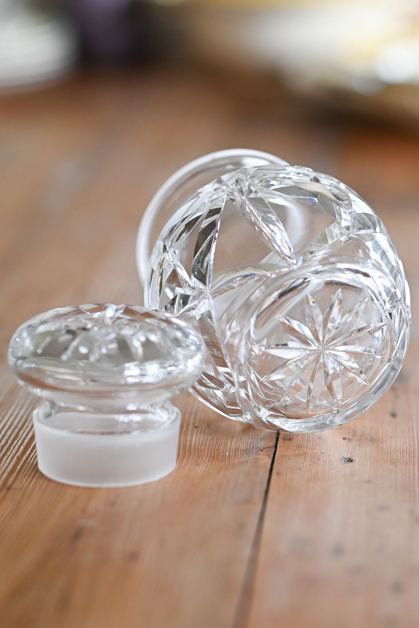 Vintage 30s 40s hand cut crystal pickle jar