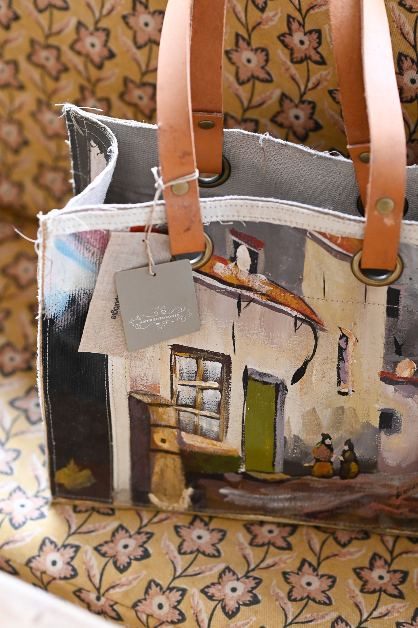 Swarm Amsterdam canvas tote bag with paintings.  NWT