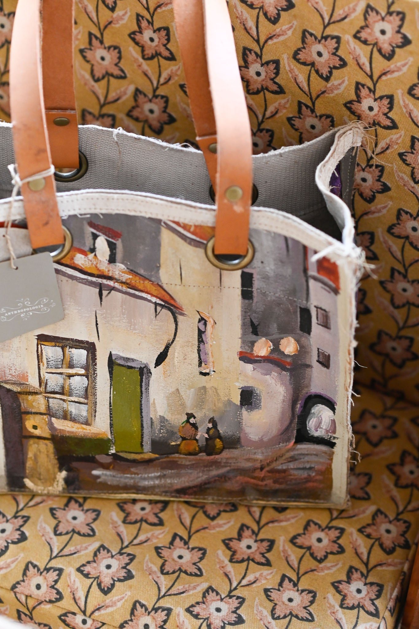 Swarm Amsterdam canvas tote bag with paintings.  NWT