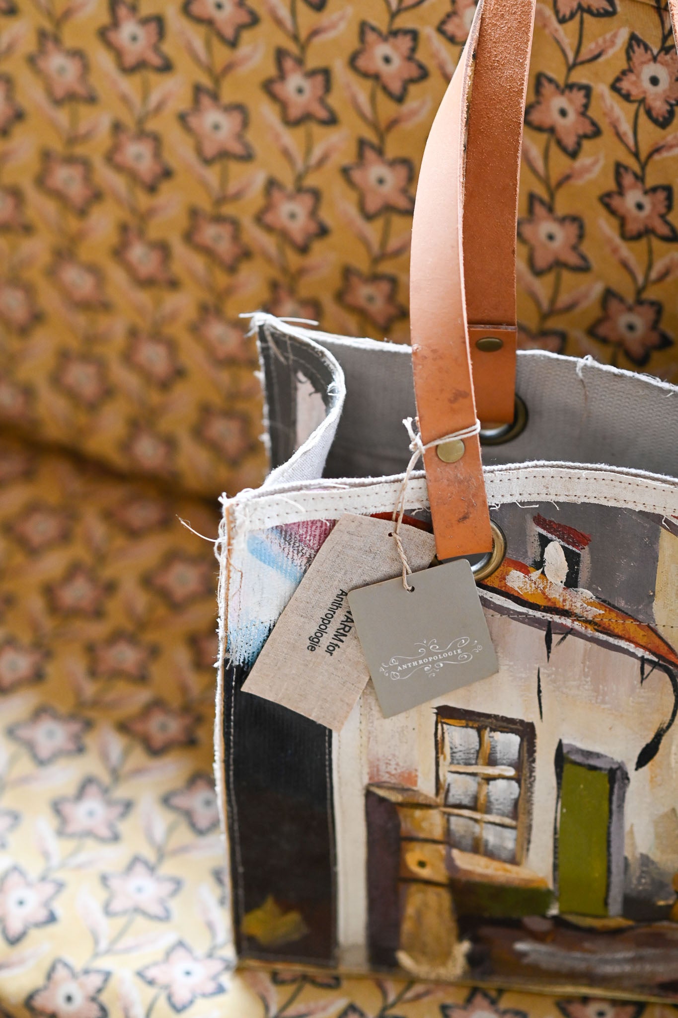 Swarm Amsterdam canvas tote bag with paintings.  NWT