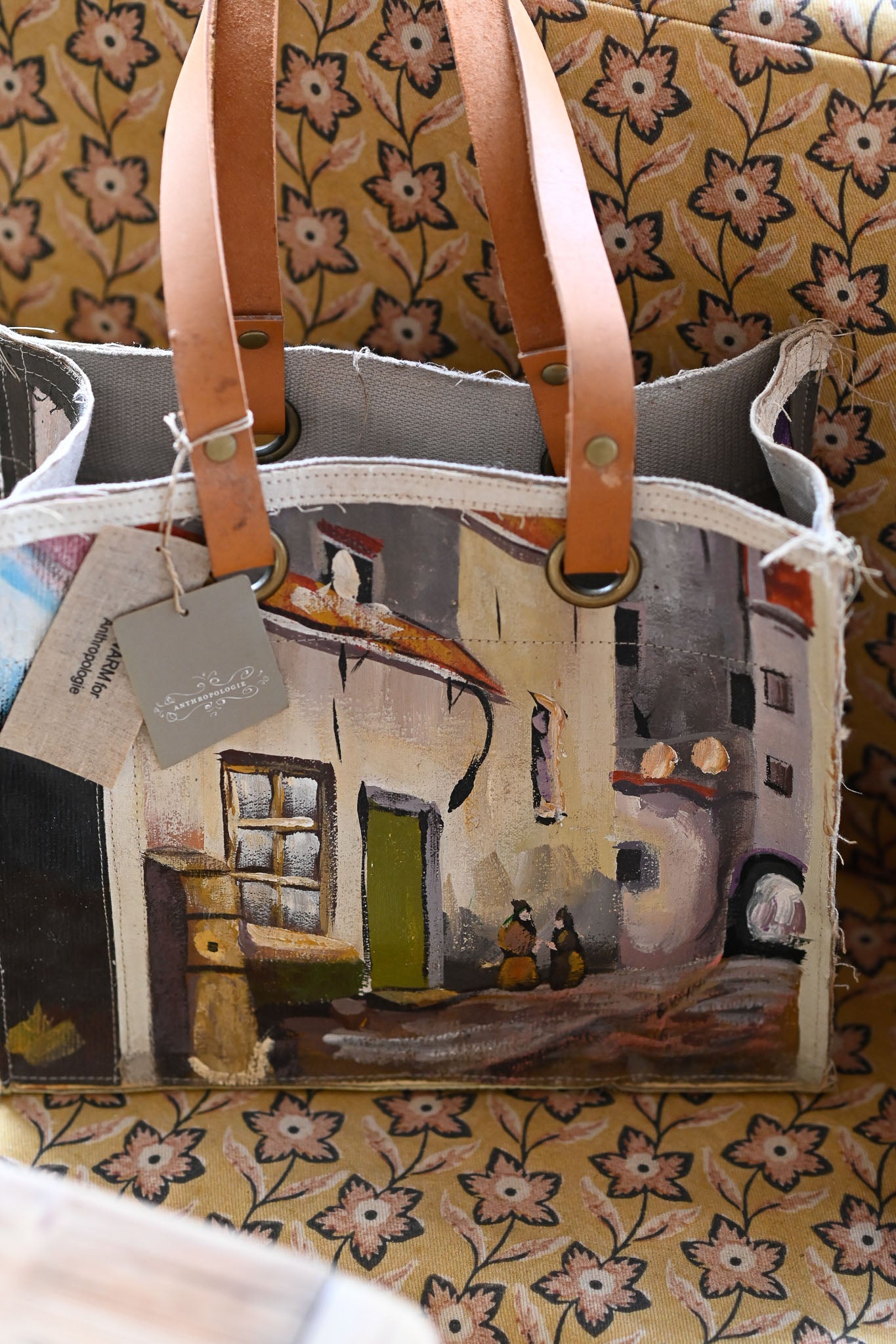 Swarm Amsterdam canvas tote bag with paintings.  NWT
