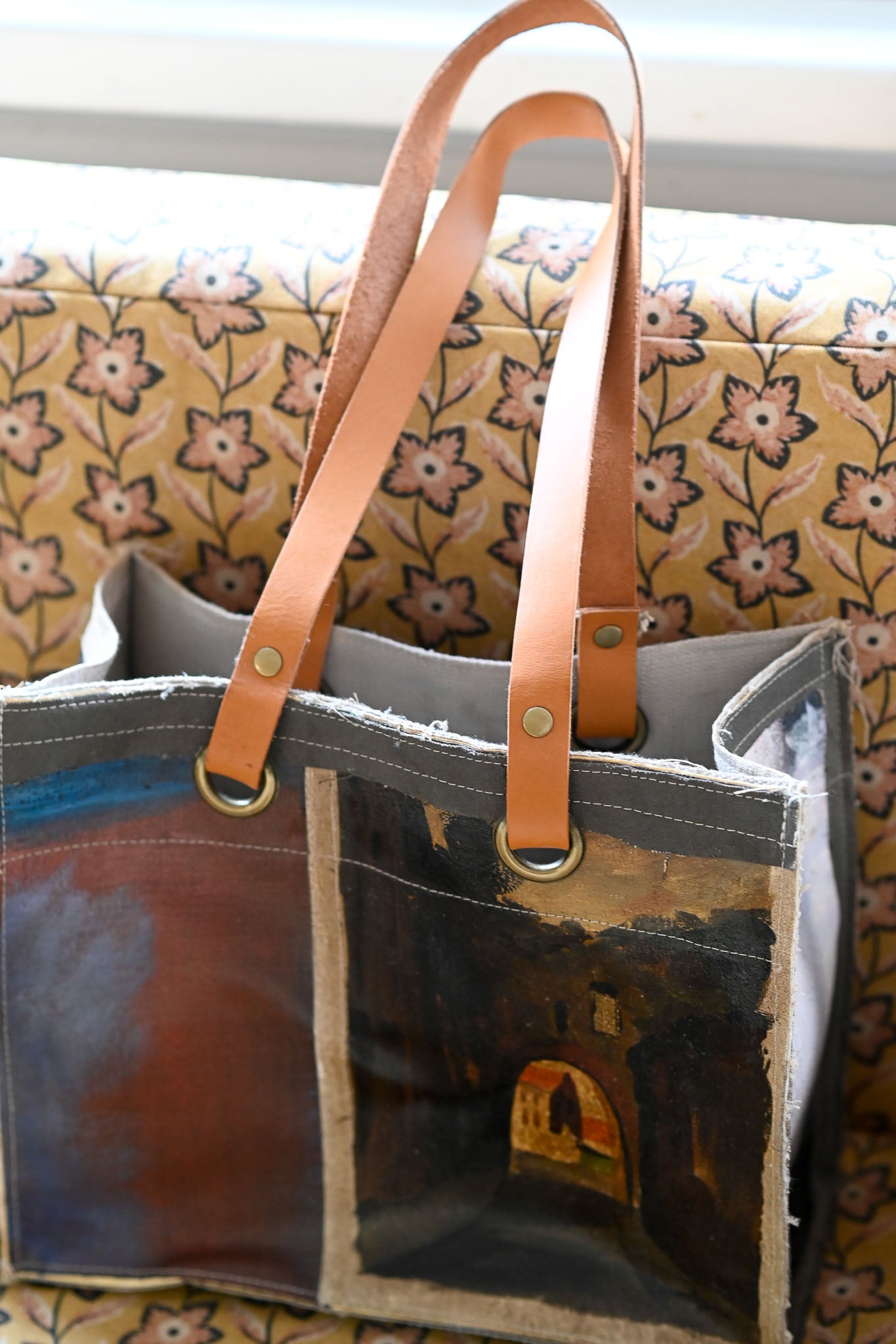 Swarm Amsterdam canvas tote bag with paintings.  NWT