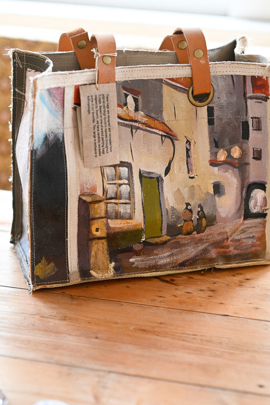 Swarm Amsterdam canvas tote bag with paintings.  NWT