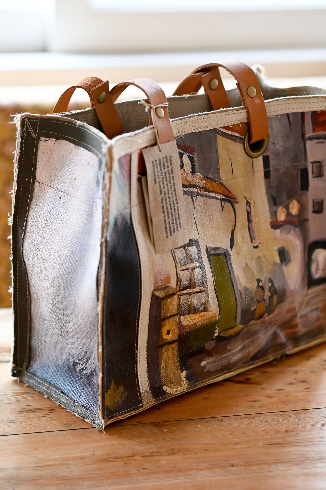 Swarm Amsterdam canvas tote bag with paintings.  NWT