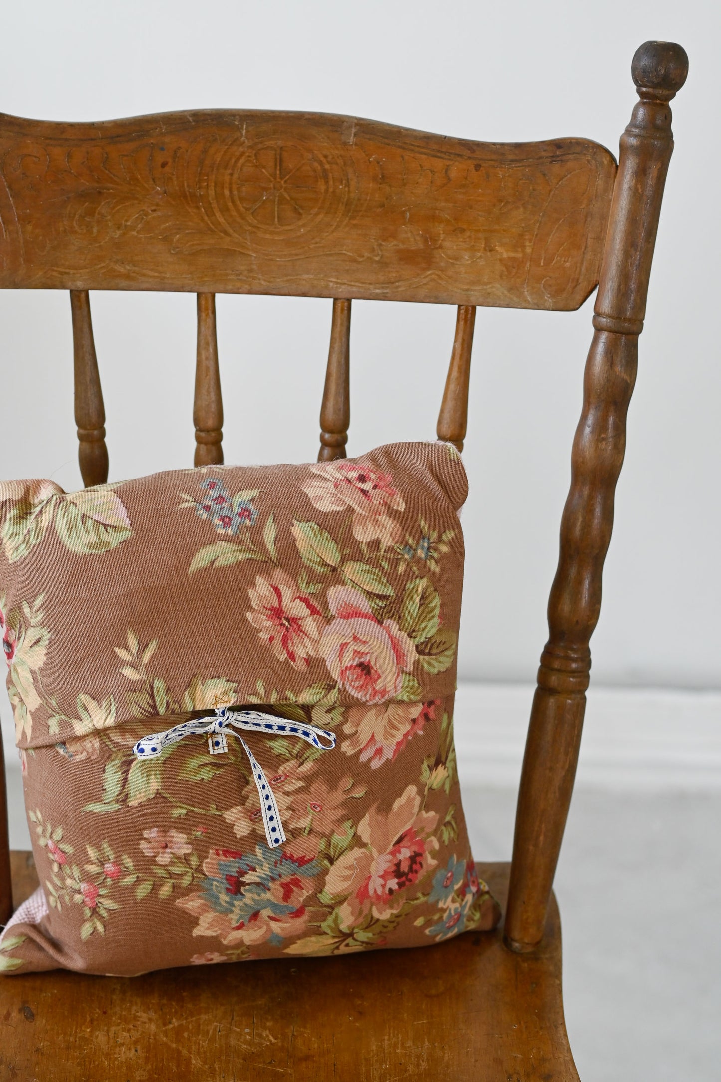 Vintage handmade tapestry of girl cushion